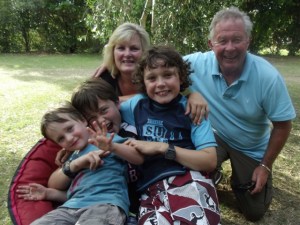 From left: Christian, Hunter, Dearne, Jeshua, Rod At Whananaki