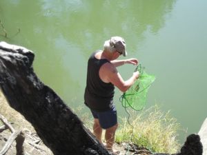 Rod setting Yabbie pots
