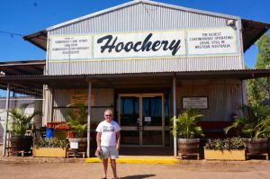Rod in front of the Hoochery Distillery