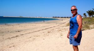 Rod beachcombing at Exmouth's Home Beach. There's not too much work being done looking at that tan