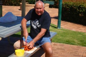Rod preparing our crayfish lunch at Moora