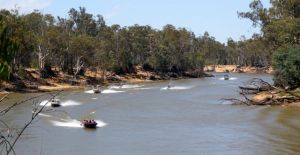 Passing traffic at our campsite at Murray Bend at Echuca