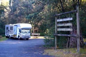 Parked up at the Hellyer Gorge Roadside Park - great spot but very cold!!