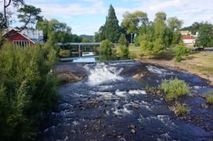 The Meander River beside our camp at Deloraine