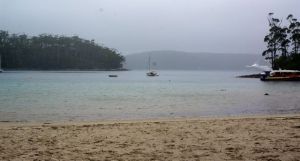 Port Arther in the pouring rain and a howling southerly. Note the cruise ship coming in in the background